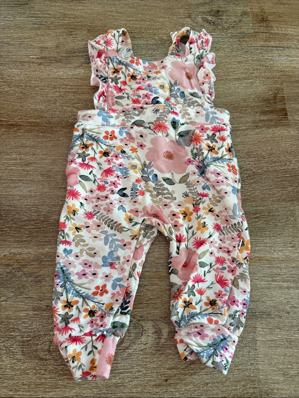 Little Sleepies Pink Floral Overalls with Multicolor Blooms